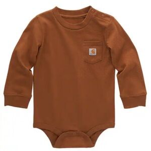 Carhartt Brown Long-sleeve Pocket bodysuit Size 9 month